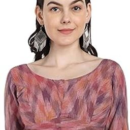 Women's Multi Color Ikkat Cotton Elbow Length Sleeves Saree Blouse-image-17