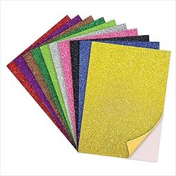 Creative Props Glitter Paper Sheets, Perfect for craft projects, scrapbooking, card making Self-Adhesive, Multicolour, 10 Pieces-image-27