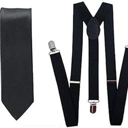 Black Suspender and Neck Tie Set for Men - Black-image-85