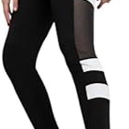 Women's Black High-Waist Mesh Panel Workout Leggings with Side Pockets | Stretchable Slim Fit Active Tights-image-37