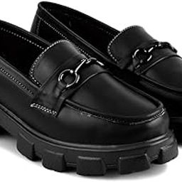 Platform Loafers for Women Chunky Heel Lug Sole Loafers Slip ons Round Toe for Work Casual Office-image-69