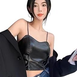 Women Faux Leather Crop Tube Tops PU Leather Bandeau Free Size (28 Till 32) Black Colour-picture-31