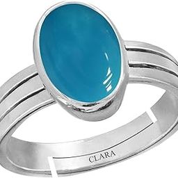 Turquoise Firoza 9.3cts or 10.25ratti stone Silver Adjustable Ring for Men-image-65