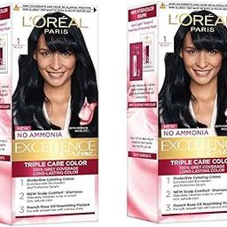 L Oréal Paris Excellence Hair Color Small Pack Shade.1, Natural Black, 25ml+25g (PACK OF 2)-24