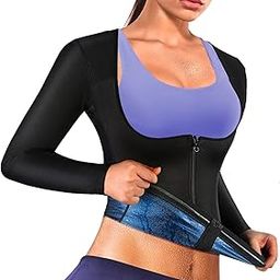 Sauna Suit Shirt for Women Weight Loss Sweat Jacket Long Sleeve Sweat Vest Fitness Shaper Zipper Workout Top-image-9