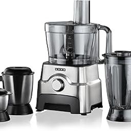 Usha FP 3811 Food Processor 1000 Watts Copper Motor with 13 Accessories(Premium SS Finish), Black and Steel-0