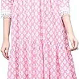 Women's Pure Cotton Jaipuri Printed Western Dress (JOPLJPR322-Baby Pink-P)-image-49