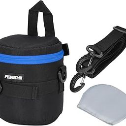 PATIKIL Lens Pouch Case, 4.3" ID x 5.5" H Shockproof Camera Lens Case Bag Thick Protective Neoprene Lens Protective Bag with Strap and Lens Pad for Nikon DSLR Camera Lens, Blue/Black-image-103
