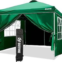 OUTFINE Patio Canopy 10'x10' Pop Up Commercial Instant Gazebo Tent, Outdoor Party Canopies with 4 Removable Sidewalls, Stakes x8, Ropes x4 (Green, 10*10FT)-image-37