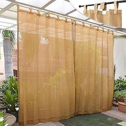 HIPPO High Density Polyethylene Plain Semi Sheer 150 GSM Outdoor Sun Blocking Balcony Loop Curtains Sun & UV Protection, Light Filtering 7.5FT Door Curtain (4.5FTX7.5FT, Beige, 2 PC)-image-99