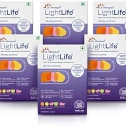 Dr. Morepen LightLife Pre-Meal Nutrition Mix | Controls Appetite & Reduces Cravings | For Men & Women 60 Sachets | 5 Flavors Assorted-96