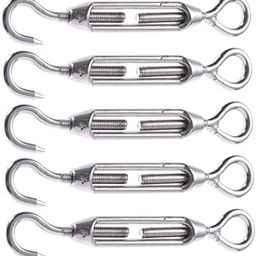 OKUMEYR 5pcs Stainless Steel Turnbuckle Wire Rope Tension Adjuster Tensioner for String Lights and Outdoor Use Travel Distance and Magnetic-image-15