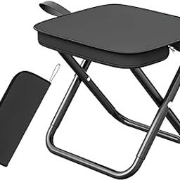 RAVIJAA Foldable Chairs Outdoor | Pack Camping Stool | Portable Camping | Lightweight Folding Stool, Folding Camp Chairs, Portable Camping Chair, Foldable Fishing Chair, Compact Folding Stool (Black)-image-31