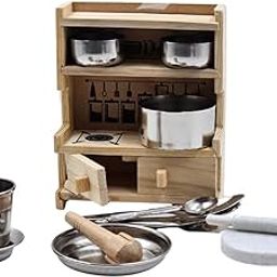 Wooden Play Kitchen Set with Utensils, 14 x 12 cm, Includes Pots and Spoons, 14Pcs for Kids-image-72