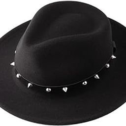 The Tie Hub Unisex Black Fedora Hat with Silver Studded Band – 100% Wool Felt Wide Brim Hat for Men & Women-image-22