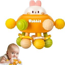 Grab Ball Baby Toy, Sensory Teether Toys, Silicone Teether Motor Skills Toy, Montessori Early Education, Baby Toy for Babies 3-18 Months (Orange Rabbit)-image-99