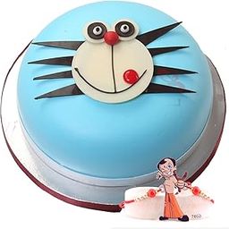 EG2i Doremon Theme Cake with Designer Rakhi Combo for Brother | Cute Cartoon Cake with Rakhi | Raksha Bandhan Gift for Kids & Siblings | Same Day Delivery Available-image-24