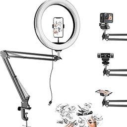 ADZOY Premium 10 Inch LED Ring Light (3 Modes) and 10 Level Brightness, Overhead Suspension Arm with Mobile Holder Bracket for Baking, Craft, Calligraphy, Drawing, Broadcasting and Video Recording-30