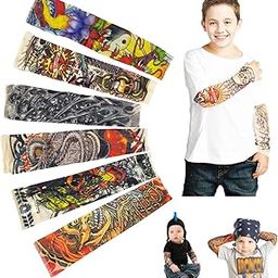 Temporary Tattoo Sleeves for Kids, Fake Slip On Arm Sunscreen Sleeves, 6pcs - Eagle,Skull,Dragon,Clown, Snake,etc-image-93