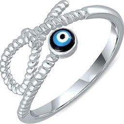 Rings for women girls girlfriend ladies wife sister Evil eye ring Silver ring Butterfly ring silver stylish engagement wedding Adjustable promise propose American diamond Finger Ring set ad 891-image-32
