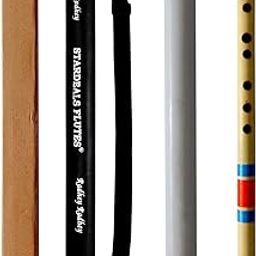 STARDEALS Professional F Natural 7 Holes Medium Right Hand Bamboo Flute/Bansuri With Free Carry Bag (14 Inch)-24