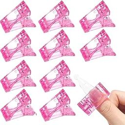 The Glam Niyati 10PCS Nail Tips Clip for Quick Building gel, Kalolary Plastic Transparent Nail clips for gel Finger Nail Extension UV LED Builder DIY Manicure Clip Clamp Set(Pink)-image-53