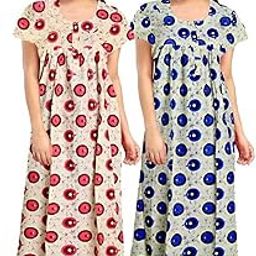 Women's Pure Cotton Nightwear Casual Nighty (Pink Blue GOLA-129 XL)-image-78
