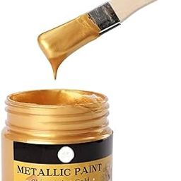 Acrylic Paint Metallic Gold 24K (50ml, 1.69 oz) Non Toxic Non Fading,Rich Pigments for Adults & Kids, Ideal for Canvas Wood Clay Fabric Ceramic Craft Supplies (Gold)-31