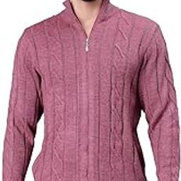 Men Knitted Acrylic Wool Regular Fit Front Zipper Full Sleeves Solid Sweater Cardigan-38
