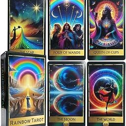 PATPAT® Rainbow Tarot Cards, Intuitive Beginners Classic Deck, Empowering Antique Symbolism with Full English Guidebook, Exquisite Design Event Favors Board Game for Divination-Multicolor-image-24
