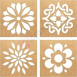 Wooden Rangoli Stencils Set Rangoli Making Kit for Diwali Decoration | Home Decoration Rangoli Making Stencils (4 pcs, 8x8 inches) (WSC-148S)-image-39