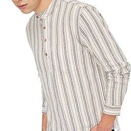 Men's Cotton Blend Regular Fit Striped Regular Kurta-image-42
