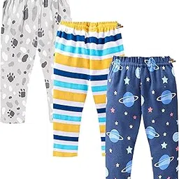 kidbee Baby Cotton Soft Pajama Track Pants Printed for Boys & Girls (Regular Loose Fit) (Set of 3)-picture-4