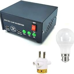 ESPtronics 24V DC to 220V AC DC to AC Converter 24 Volt Solar Converter SMPS Power Supply with 9 Watt AC LED Bulb and 2 Pin Holder-18