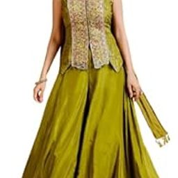 Ready To Wear Western Drape Lehenga Choli Set Fancy Dupptta Set For Women Chinon Silk Fabric On Multi Color Embrodery Sequance & Fancy Lace Work Fully Stitched-picture-33