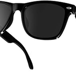 Smart Sunglasses, Bluetooth Audio Smart Glasses for Women Men, Anti UV400, Open Ear Speakers and Mic, Voice Assistant, Remote Camera Control, Black, Black-30