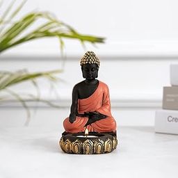 DecorTwist® Tealight Candle Holder 5.9 Inch Height Pack of 1 | Polyresin Praying Monk Buddha Idol Statue Decor for Home Decor, Office, Meditation Spaces Gift for Diwali-image-36