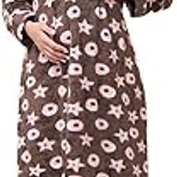 Printed Blue Woolen Maternity Nighty Full Length with Hoodie/Full Sleeves/Tie-up Belt/Feeding/Nursing/Warm/Soft Fabric/Zipper-image-15