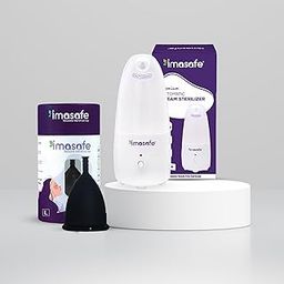Imasafe Reusable Menstrual Cup for Women - S/M/L Size with Menstrual Cup Sterilizer - Clean your Period Cup Effortlessly - Kills 99% of Germs in 3 Minutes with Steam - 1 Unit,White (Black, Large)-image-22