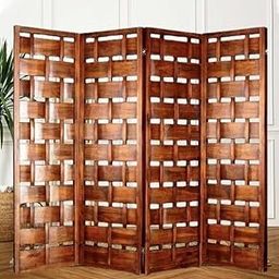 Wooden Sheesham Wood Wooden Partition Screen, 4 Panel, Color Coated Wood Room Divider (Brown) (Size- 72" X 80" X 4") (3 Panel) (5'1")-image-57