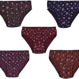ENA Print | Women's Briefs | Full Coverage, 100% Super Soft Cotton, | Inner Elastic Waistband | Innerwear, Panties | Floral Print (Pack of 5) (Multicolor)-picture-56