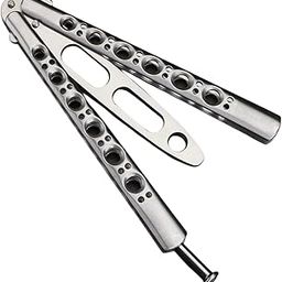 The AutoStory Premium Butterfly Knife Trainer : Perfect Your Flipping Tricks with Safe and Durable Stainless Steel Tool to Practice and Train (Holes, Silver)-image-12