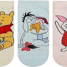 x Disney Winnie the Pooh Character Lowcut/Ankle length socks for Women (Pack of 3 Pairs)(Free Size) White, Black, Grey|Made with 100% Cotton & Spandex-image-14