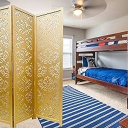 Musa Kazim Wooden Partition/Wall Screen/Room Divider/ 3 Panel Partition/Foldable Partition Screen Separator/salloon partition (Height 72 Width 60 Inch)-image-72