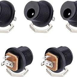 CentIoT - DC Jack Male Socket Connector - Round Panel Chasis Mount 12V 3A (Front Thread Center pin 2.1mm x 5.5, 5pcs)-picture-4