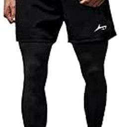 PROSHARX 2 in 1 Active Dual Pants | Men's 2 in 1 Running Pants, Gym Workout Compression Pants for Men Training Athletic Pants-12