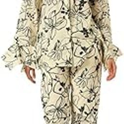 Women's Beige Floral Printed Co-ord Set | Cotton Blend Shirt and Pants | Stylish 2-Piece Outfit for Women-picture-13