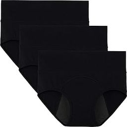 Women's 3 Pack Ultra Soft Postpartum Menstrual Period Protective Cotton Panties Underwear (Love Yourself First) (Medium, Black with Dark Lining)-image-12