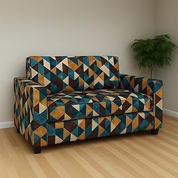 KENDALWOOD Furniture 2 Seater Sofa | Fabric 2 Seater Sofa Set | Sofa for Living Room & Home | Furniture for Office & Hotels | Fabric Color - Multicolor Printed Cushions-image-54