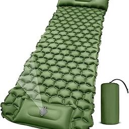 PROBEROS Air Mattress With Pillow And Built-In Foot Pump, Portable Folding Inflatable Sleeping Bed For Backpacking Hiking Traveling Tent Car, Camping Accessories, Single, Nylon, Green-image-23